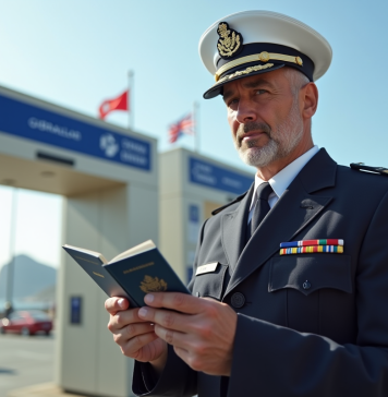 Statut de Gibraltar dans l’Union européenne : Explications & Analyse Agent de douane examinant un passeport et une carte d'identité Gibraltar