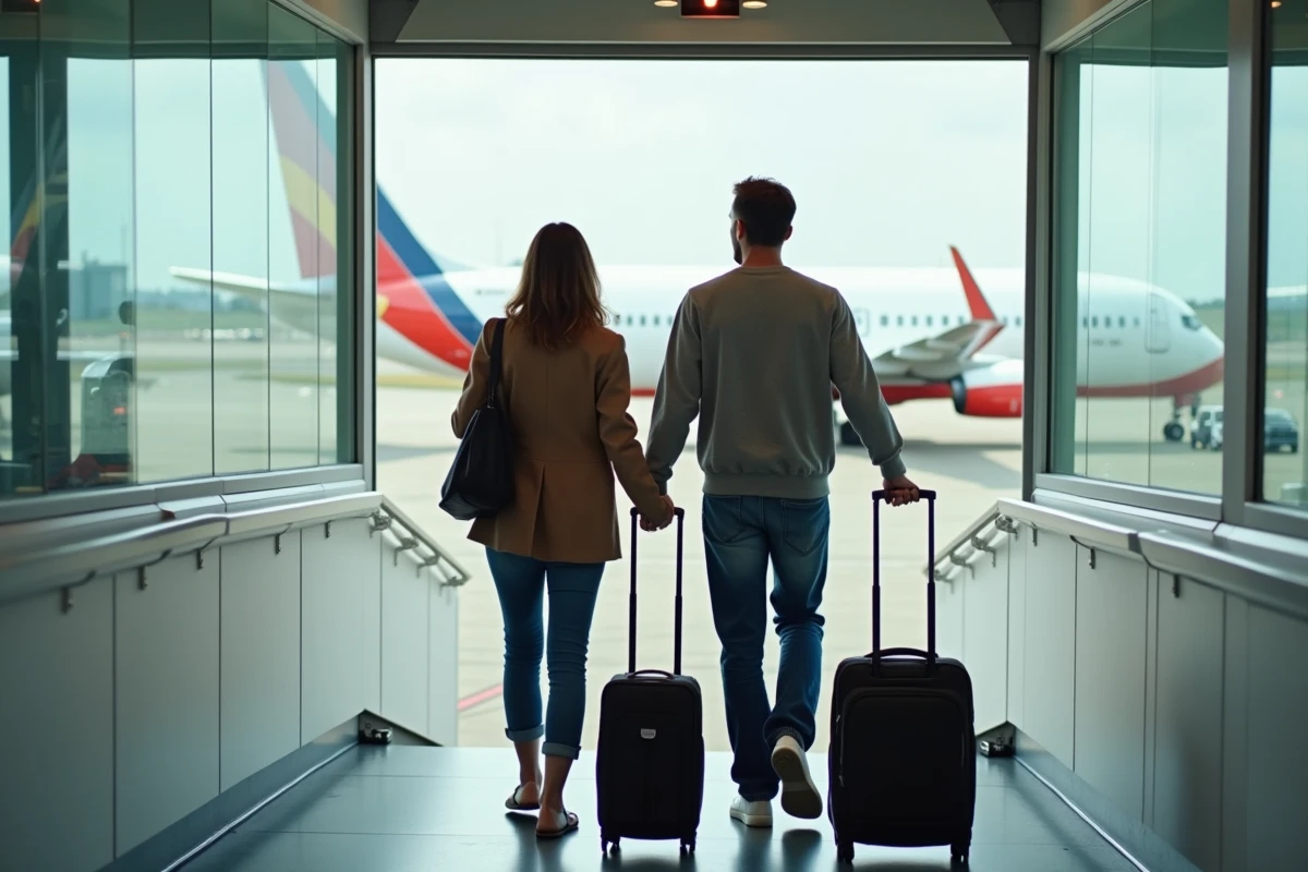 Jeune couple sortant d