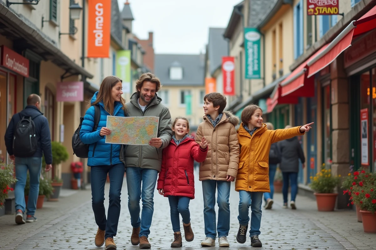 Famille de quatre explorant la ville de Guérande