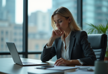 Prévisions 2025 : quelles perspectives et événements à venir ? Femme d'âge moyen en tenue professionnelle regardant une tablette