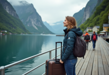 Geirangerfjorden : comment se rendre facilement à cet endroit incontournable en 2025 ? Femme souriante en randonnée près du fjord de Geiranger