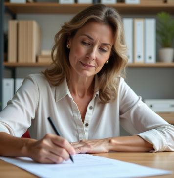 Formulaire douanier vierge à imprimer : comment faire ? Femme d'âge moyen remplissant un formulaire de douane dans un bureau moderne