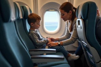 Famille heureuse préparant leurs bagages pour un voyage en avion