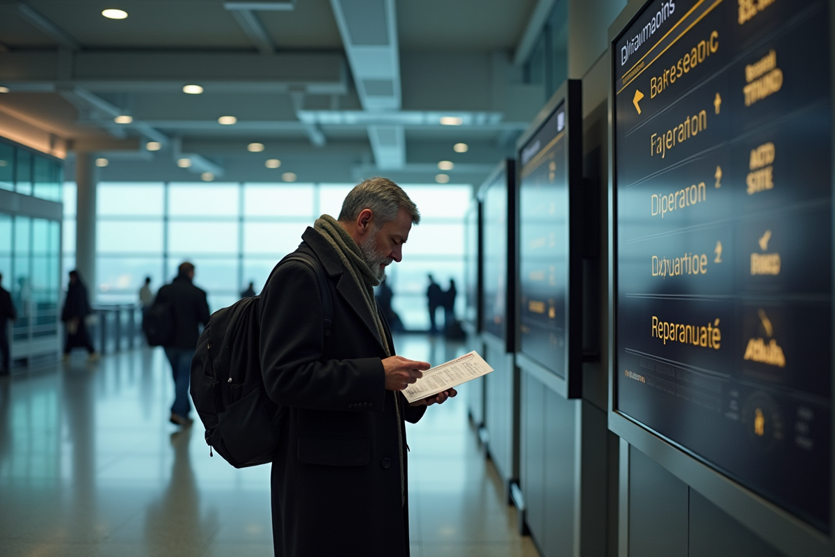 Homme vérifiant son billet à l