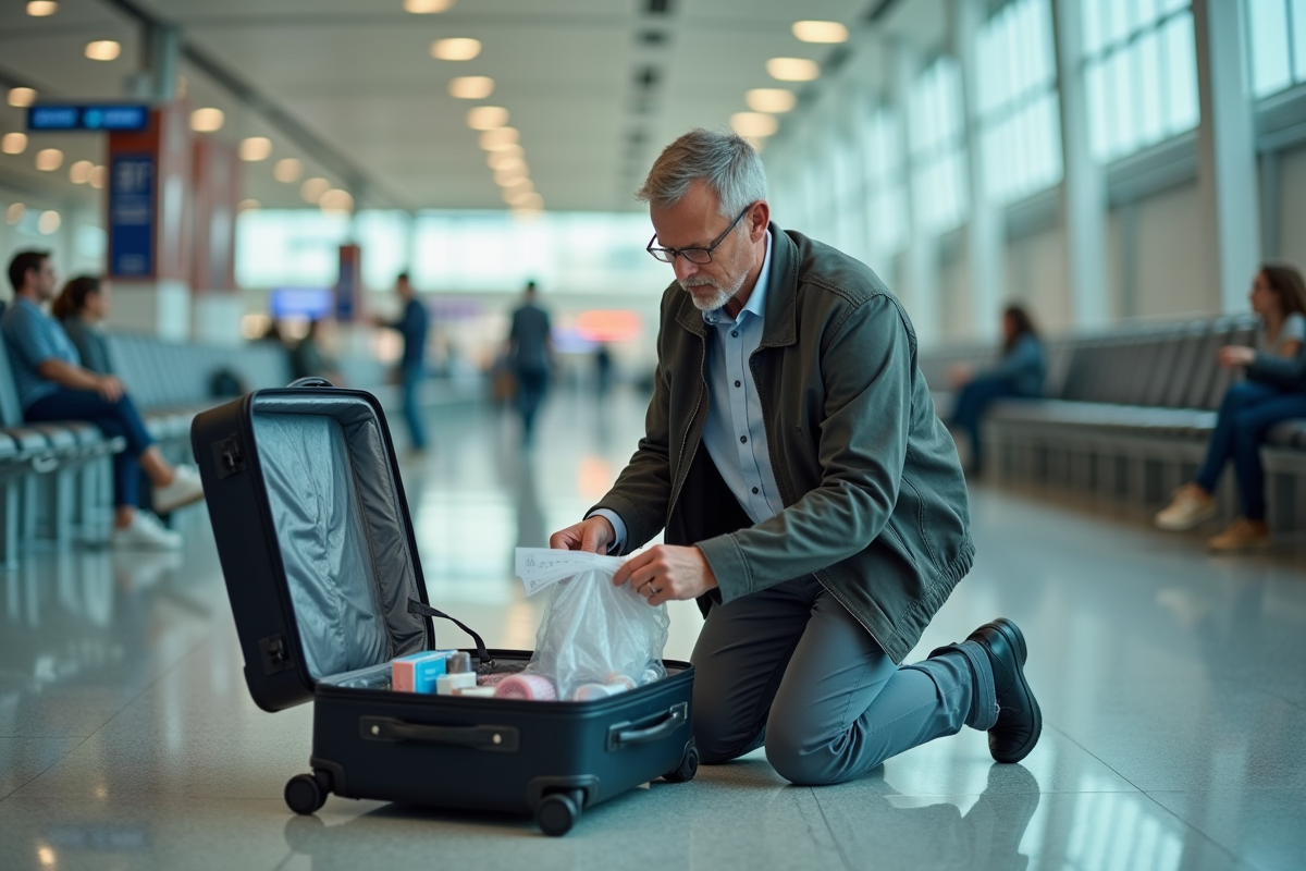 Homme préparant ses affaires dans une valise à l