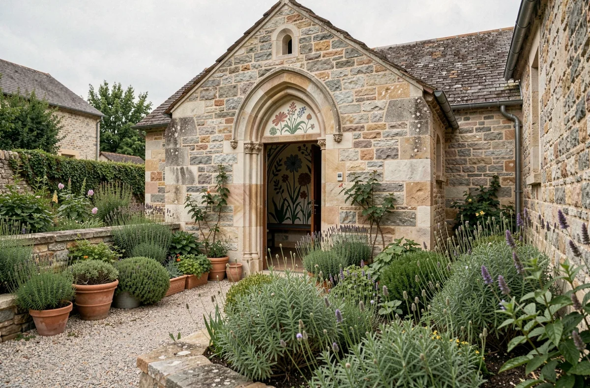 La chapelle Saint-Blaise-des-Simples de Milly-la-Forêt décorée par Jean Cocteau, entourée de son jardin d'herbes médicinales en Essonne