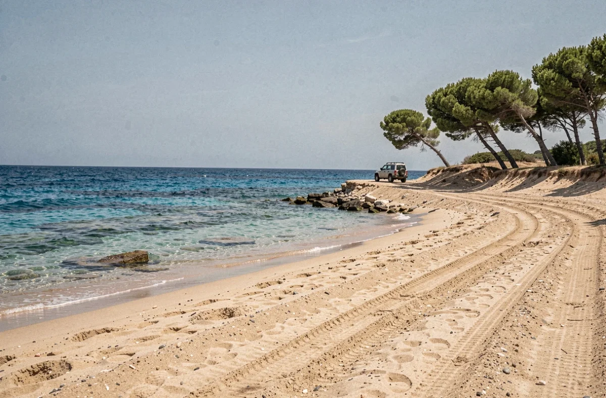 Plage sauvage et déserte de Karpathos accessible en 4x4 avec eau cristalline turquoise